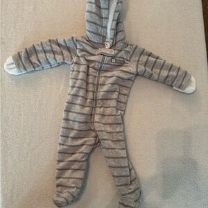Cozy Gray Striped baby One Piece Winter  jumpsuit